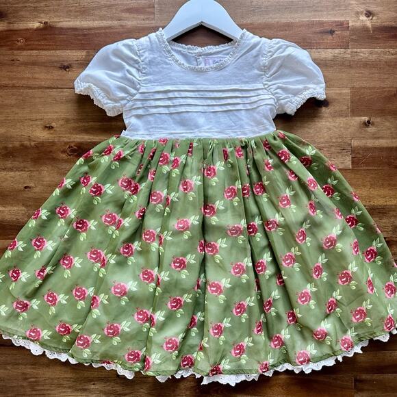 SweetHoney Christmas Tiny Dancer Dress Perfect Posie Floral Linen Chiffon Lace 6 - Picture 2 of 8
